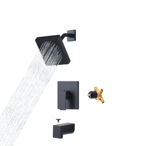 Grifo mezclador de baño de latón montado en la pared de nuevo diseño, grifo cuadrado negro para ducha