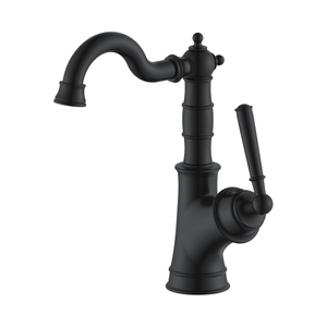 Lavabo de baño vintage Grifo de baño de un solo orificio negro mate