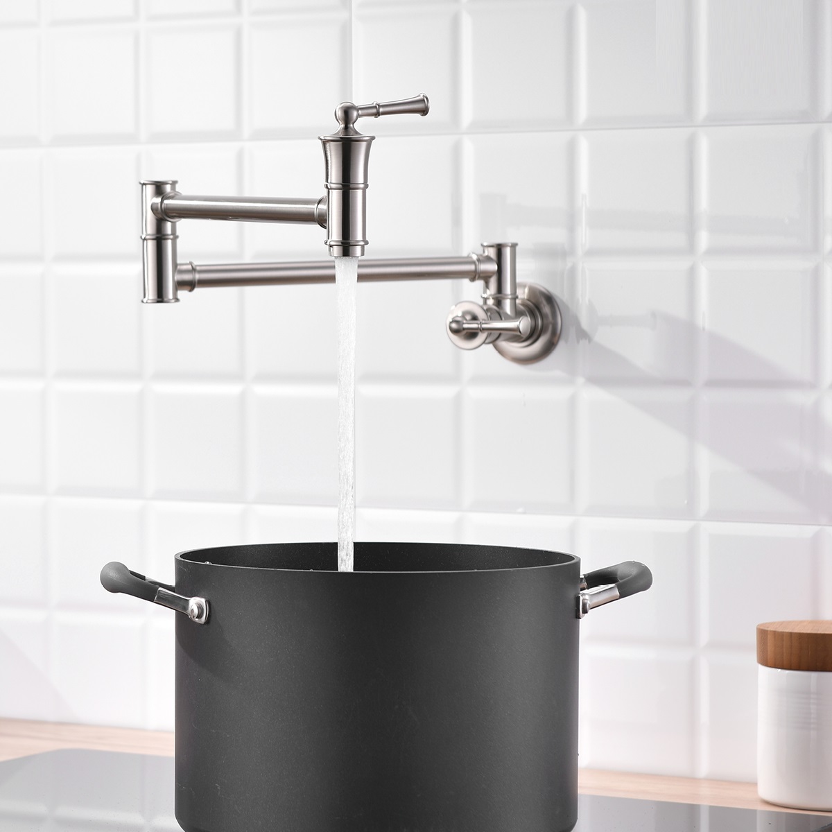 Grifo de cocina con grifo de cocina de níquel para llenado de ollas