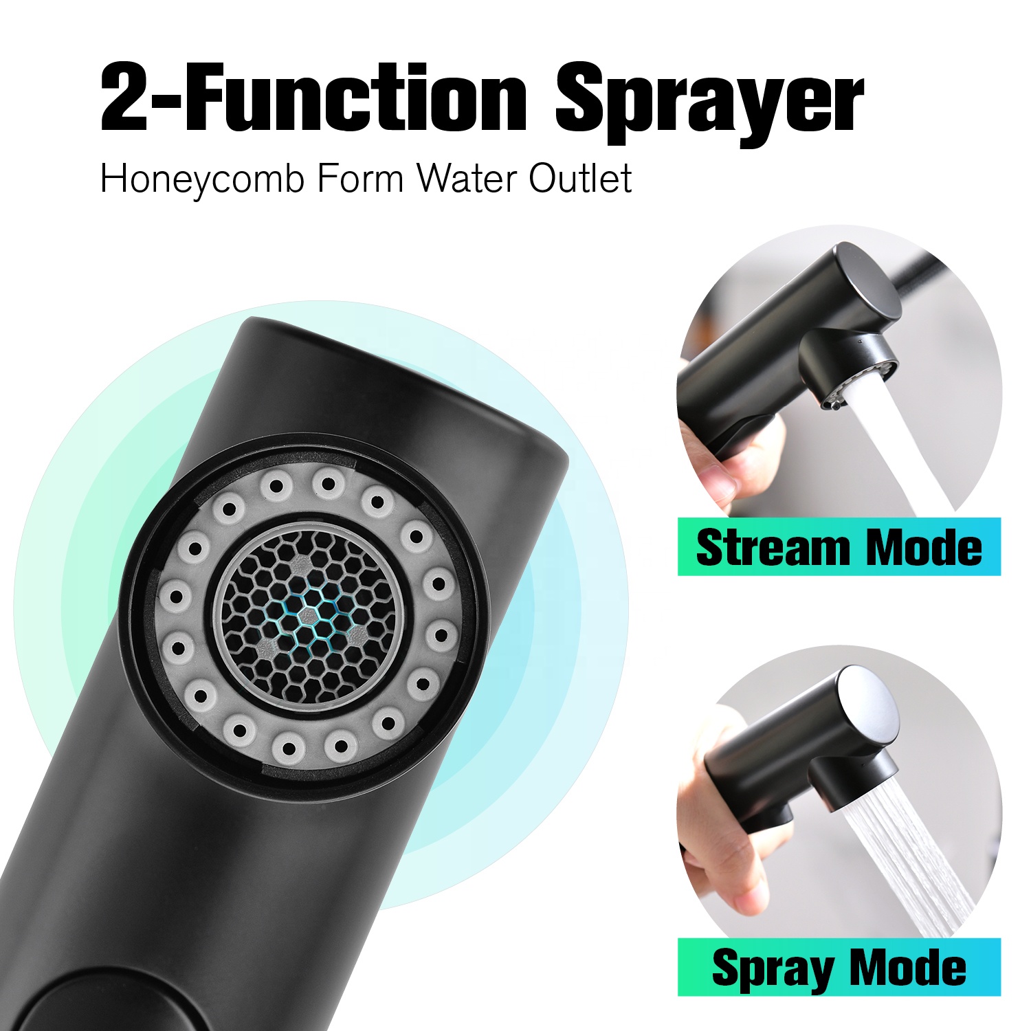Grifo contemporáneo Fregadero de cocina Grifos de agua Grifo Nuevo diseño Grifo de cocina con rociador extraíble moderno