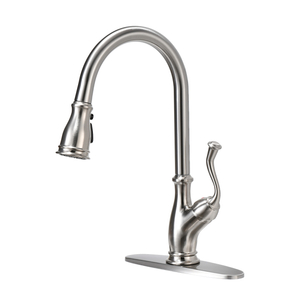 APS225-BN Grifo de cisne Grifo antiguo de níquel cepillado Grifo de cocina de un solo mango extraíble