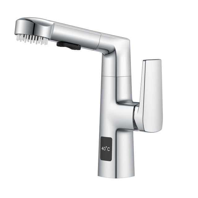 Grifo de baño extraíble de acero inoxidable cromado de forma cuadrada con cepillo para el cabello