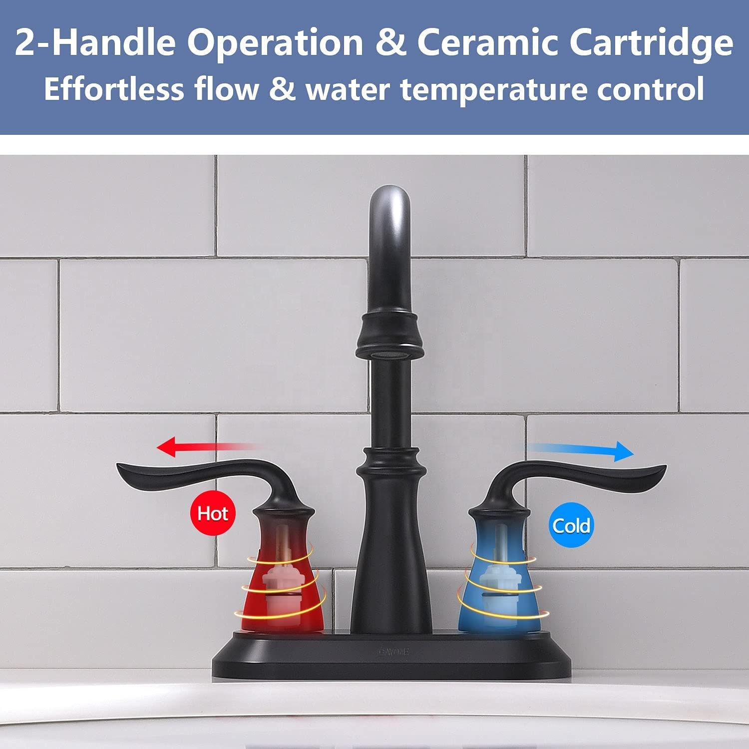 Grifo montado en cubierta Grifo de lavabo Grifos negros mate Grifos de baño con manija de 3 orificios