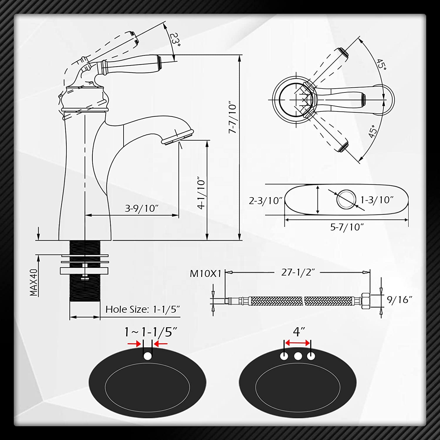 APB173-ORB Grifos de baño antiguos Grifo de baño de un solo orificio de bronce frotado con aceite