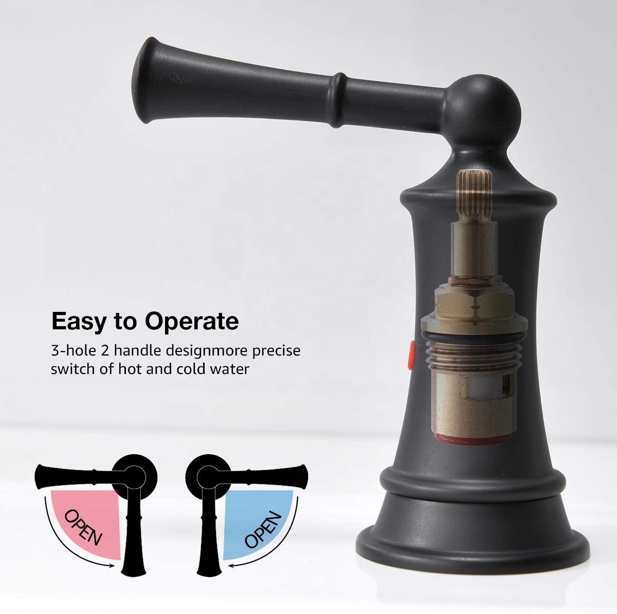 American Classic Water Mixer Faucets Three Hole Dural Handles Tap Grifo de baño Grifo de lavabo