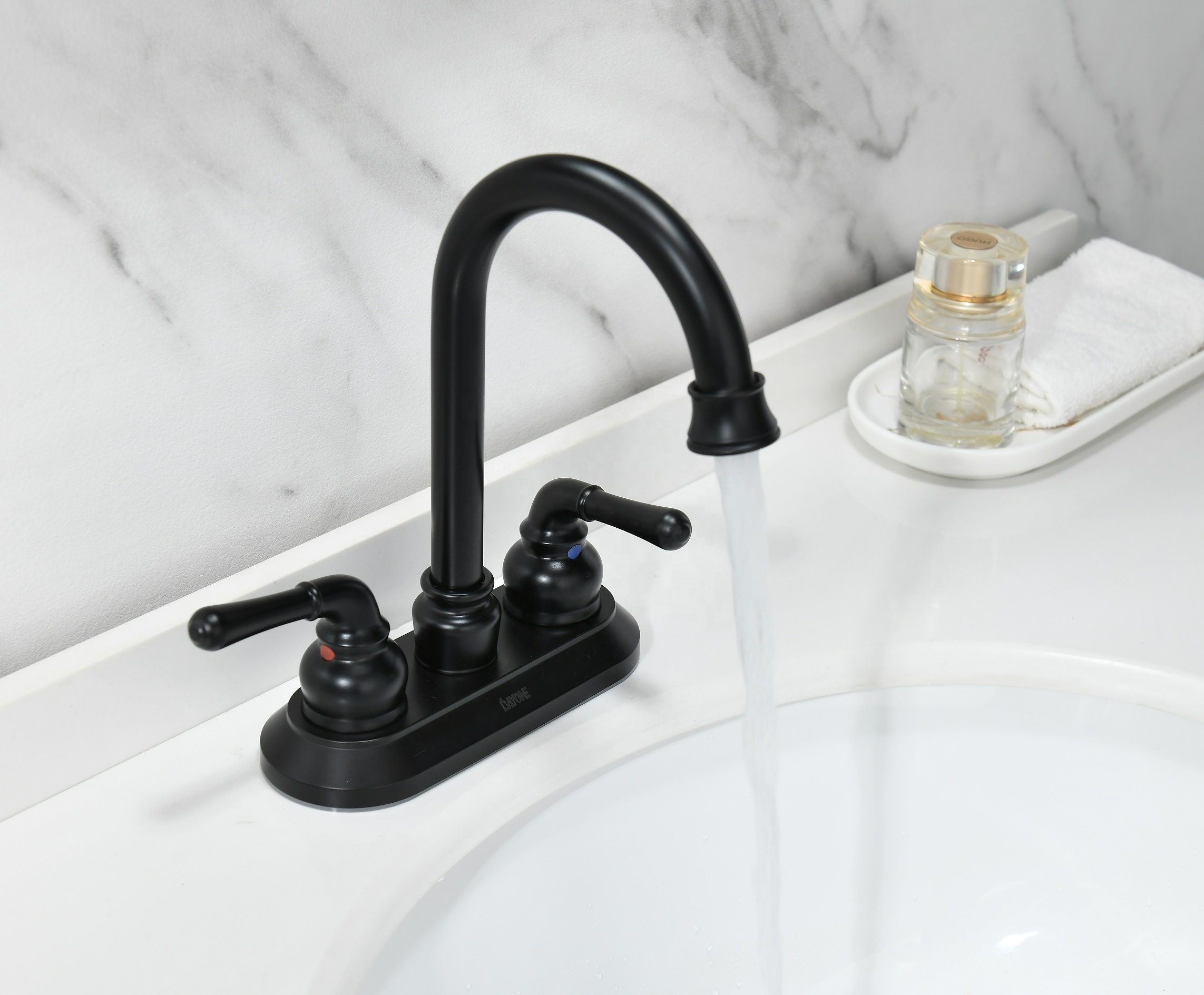 Gran oferta, estilo americano, estilo clásico, dos manijas, grifo de lavabo negro