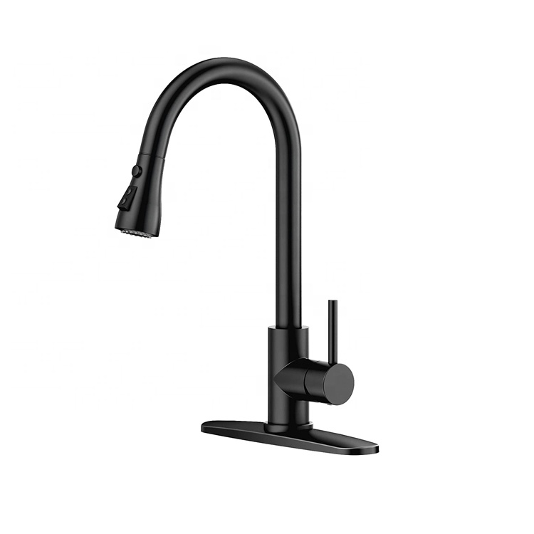 Grifo de cocina negro mate Fregadero de cocina moderno con grifo Grifo de cocina con tirador