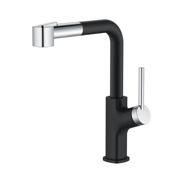 Grifo de cocina extraíble cromado Nuevo diseño Grifo de cocina negro mate