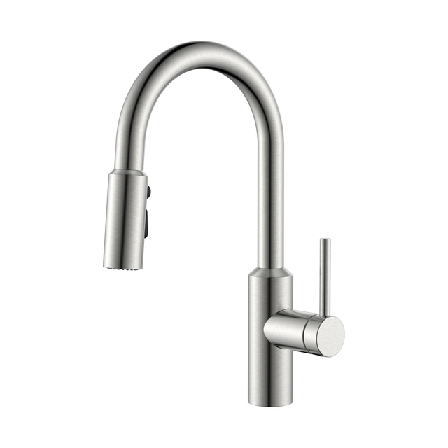 Grifo de cocina extraíble de níquel cepillado con cabezal de ducha multifunción