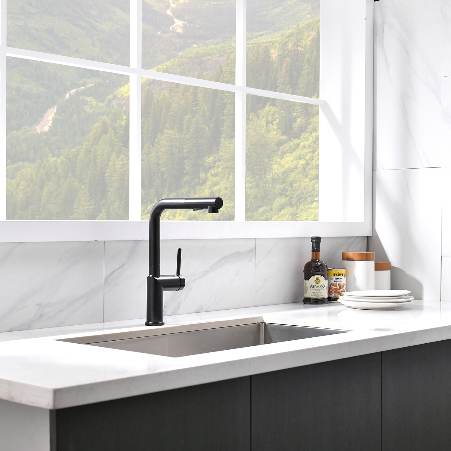 Grifo contemporáneo Fregadero de cocina Grifos de agua Grifo Nuevo diseño Grifo de cocina con rociador extraíble moderno