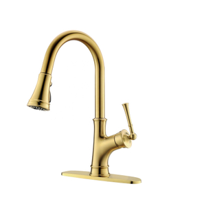 Grifo de cocina Grifo de cocina de oro cepillado caliente y frío de lujo Grifo de cuello de cisne
