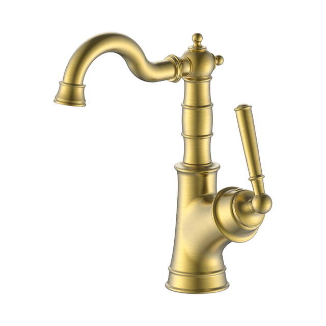 Fregadero de baño vintage Grifo de baño de un solo orificio de oro cepillado