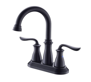 Grifo de lavabo central de 4 "Grifo de lavabo montado en cubierta negra Grifo de agua para baño