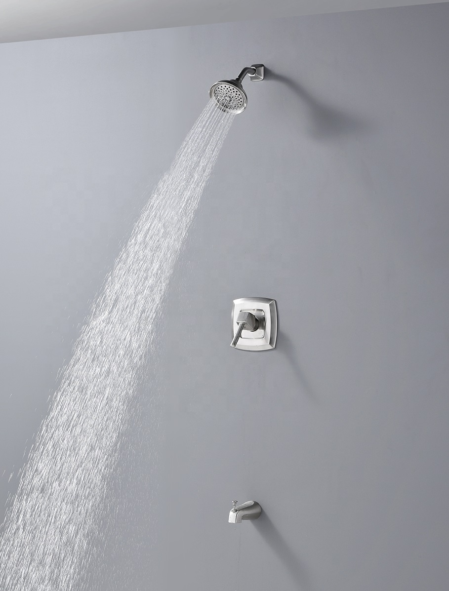 Juego de ducha oculta moderno, juego de grifo de ducha de lluvia para baño cromado de latón montado en la pared