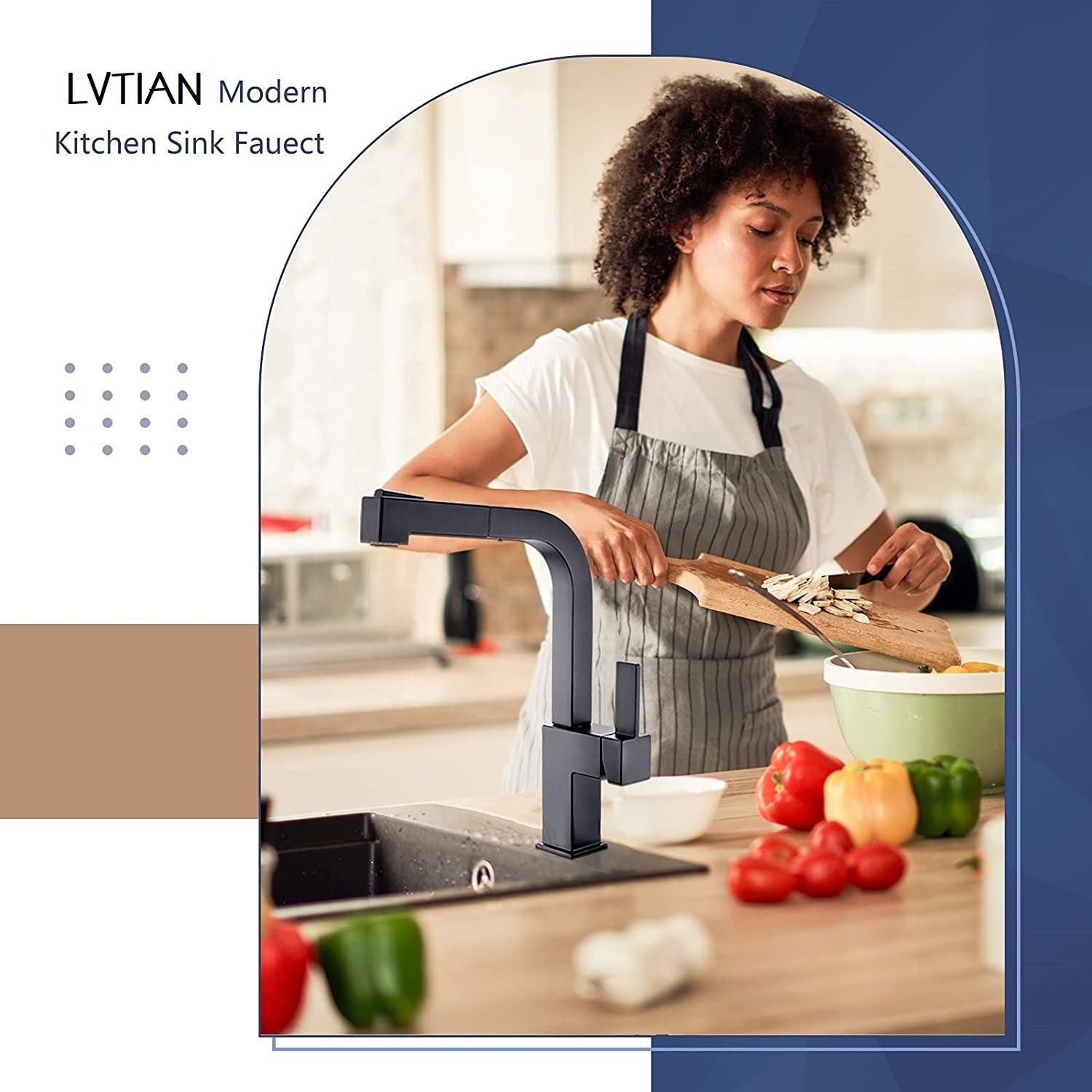 Grifo cuadrado de nuevo modelo superventas Grifos de fregadero de cocina negros Grifo de cocina extraíble