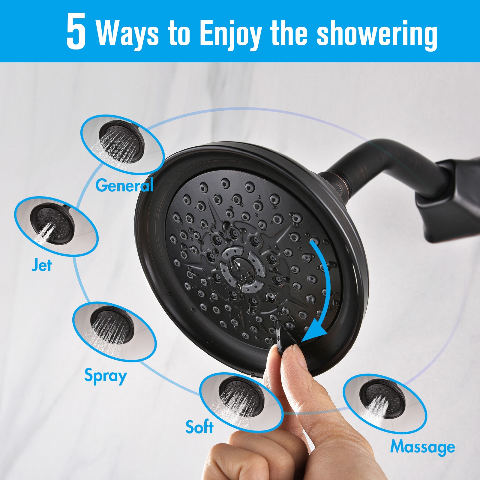 Grifo de ducha negro clásico simple, sistema de ducha de montaje en pared, juego de ducha de grifo de lluvia