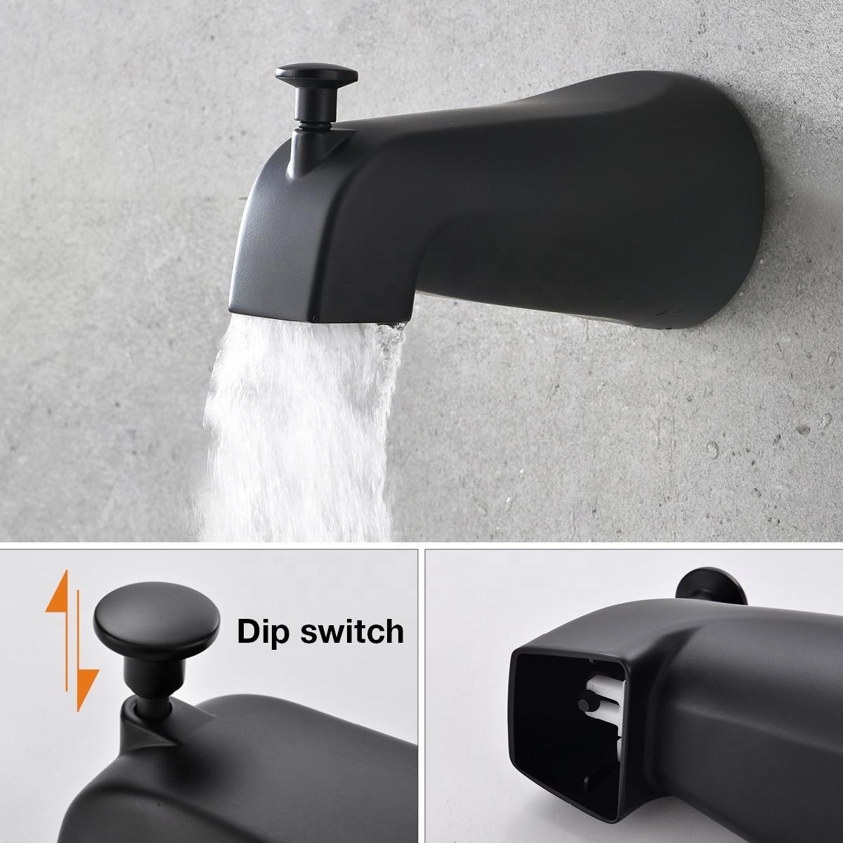 Grifo de ducha de baño Grifo de ducha flexible negro Grifo de rociador de bañera de cuello