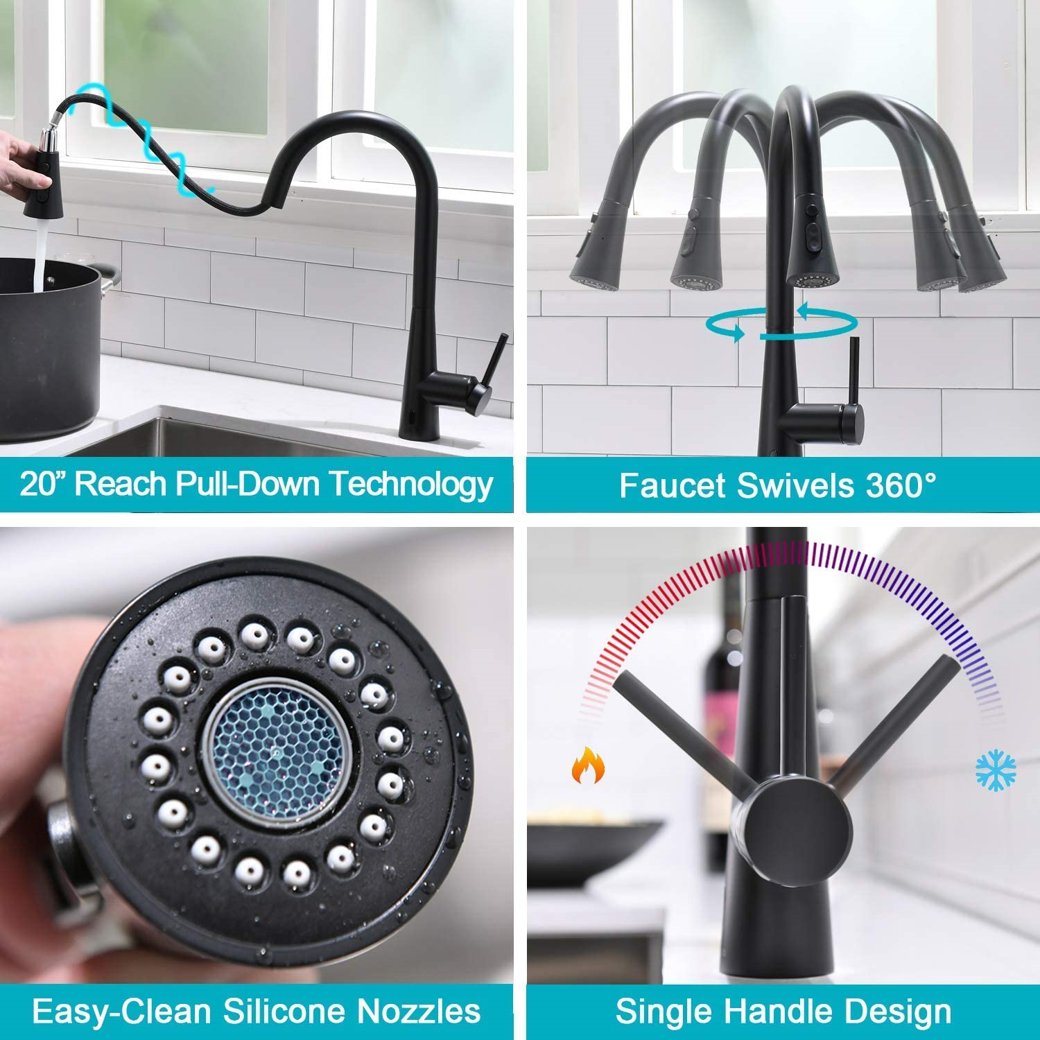 Grifo automático de artículos sanitarios, grifo de cocina con Sensor infrarrojo, grifo extraíble para fregadero de cocina