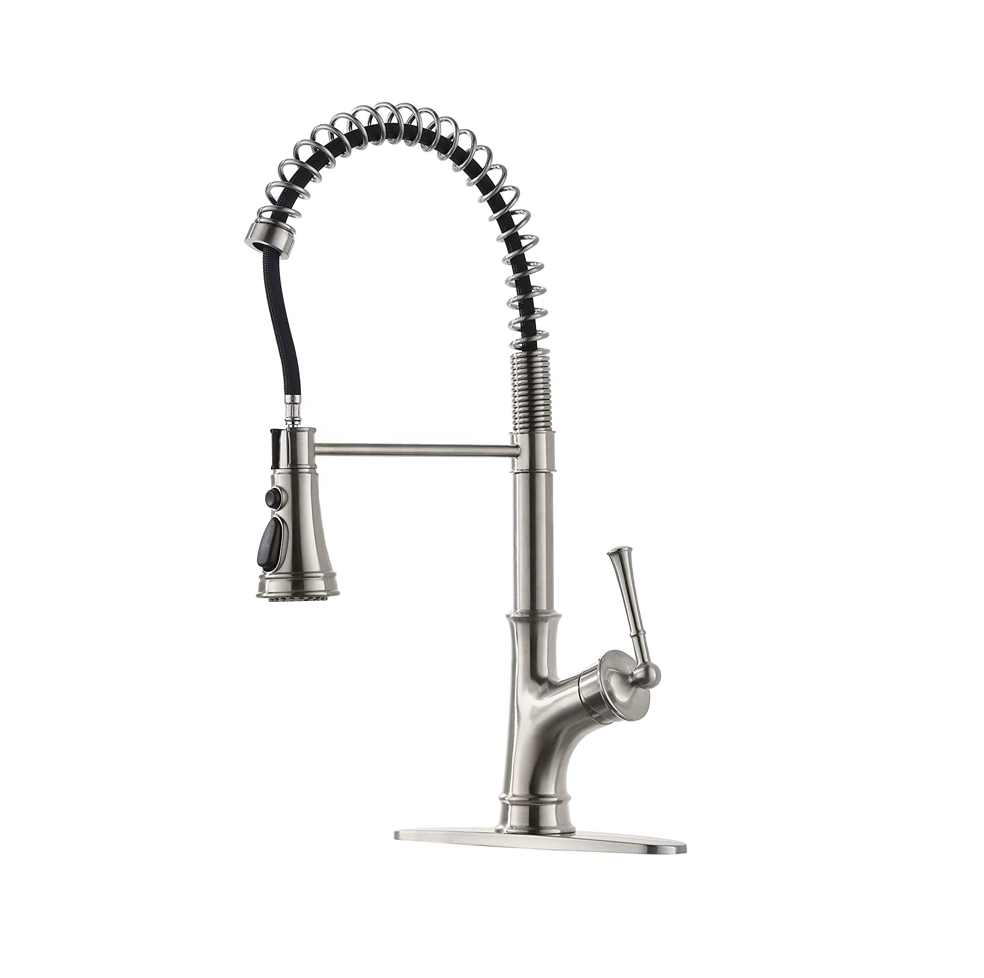 Grifos de grifo mezclador de fregadero de cocina con resorte, grifo de níquel cepillado con placa Base, grifos de fregadero de cocina