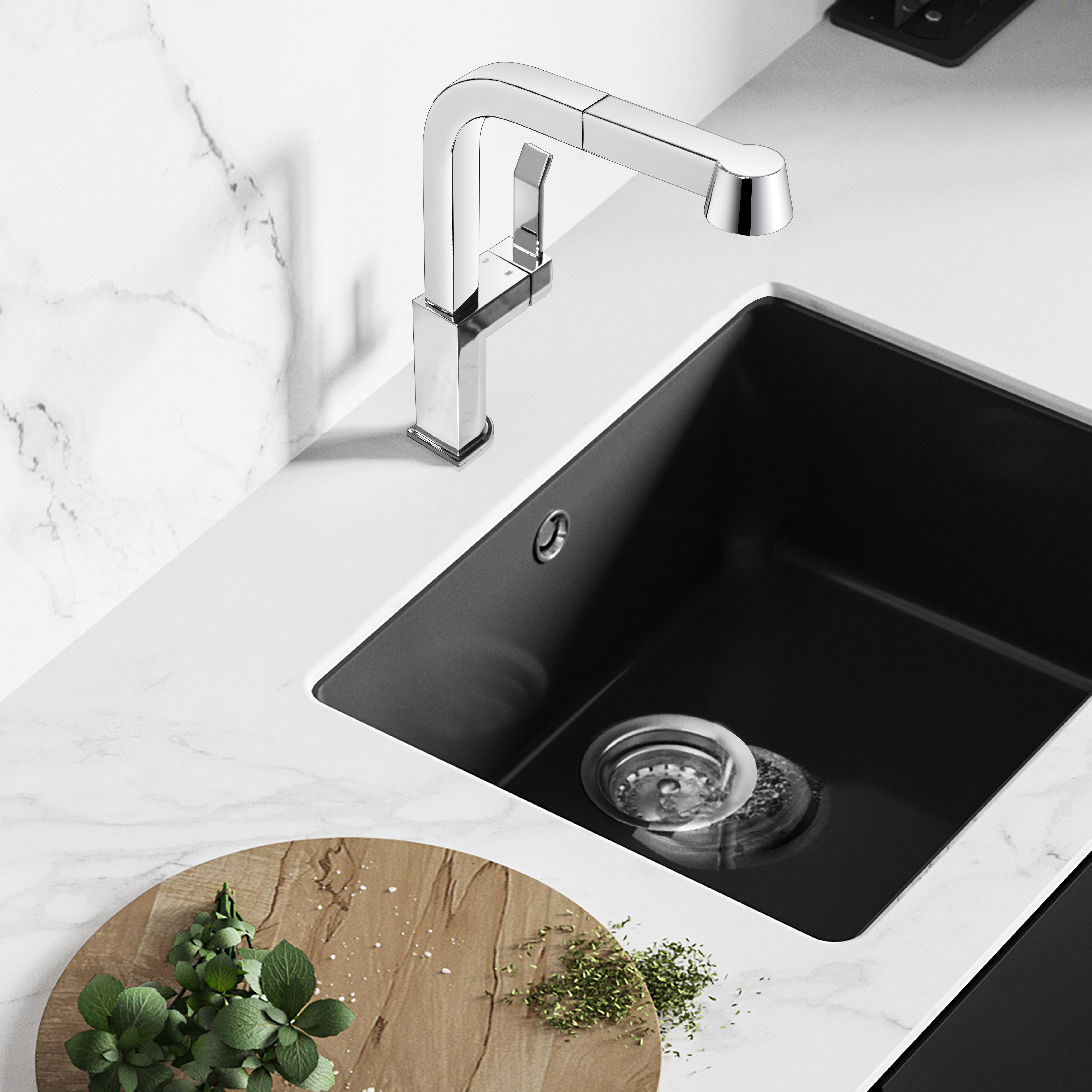 Grifos de cocina negros Grifos de cocina modernos en forma cuadrada