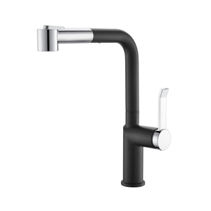 Grifo de cocina extraíble de estilo moderno negro + cromo