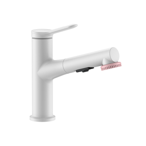 Grifo de lavabo extraíble de un solo mango blanco mate Grifos de baño negros